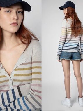 Zadig & Voltaire Beige Buttoned Knit Top